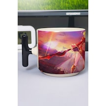 Fate Anime Baskılı Seramik Lüks Kupa 1 Adet T Şeklinde Özel Siyah Kulp Dalga Kulp V3t Çok Renkli