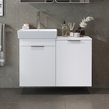Dubai Kapaklı Ve Sepetli 92.2 Cm Mdflam Banyo Dolabı, Lavabolu Banyo Alt Dolabı Beyaz