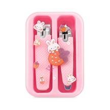 Çocuklar İçin 2'li Tırnak Makası Seti Kutulu, Pembe Yuvarlak Uçlu Güvenli, Ergonomik Tutuş, Taşıma Kutulu, Sevimli Karakter Tasarım, 6,7 X 5,2 Cm