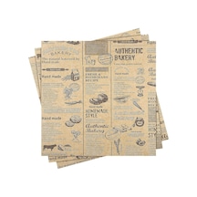 Promosyonca Vintage Gazete Desenli Yağlı Kağıt, Mutfak Sunum Kağıdı, 50 Veya 100 Adet Seçeneği 100