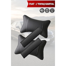Fiat Tofas Kartal Uyumlu Set Lüks Deri Kemer Koruyucu Siyah Deri Yastık