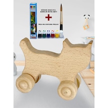 Ahşap Oyuncak Kedi Akrilik Boya 6x20 Ml Sulu Boya Fırçasıyla Birlikte