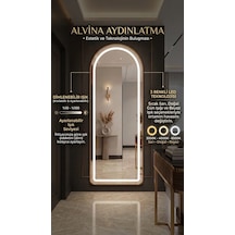 Gold Metal Çerçeveli Ledli Dimmerli Oval Ayaklı Boy Aynası