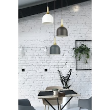 Reina Özel Tasarım Modern Dekoratif Cafe Mutfak Salon Antrasit Siyah Beyaz Sarkıt 3 Lü Avize Diğer