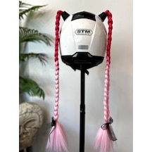 Motor & Motosiklet Pembe Ombreli Çift Örgü Saç Kask Dış Aksesuar Diğer