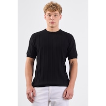 Dufy Siyah Fitilli Erkek Triko - Slim Fit SIYAH