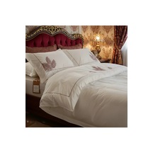 Krc Home Premium %100 Pamuk Çift Kişilik Nakışlı Nevresim Takımı - 4 Parça Beyaz