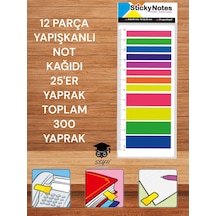 12 Parça Yapışkanlı Not Kağıdı 25'er Yaprak Toplam 300 Yaprak