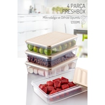 4 Adet 1200ml. Freshbox Saklama Kabı Seti - Mikrodalga Ve Difrize Uyumlu Krem