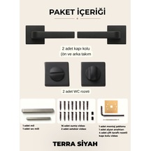 Terra Siyah Kare Rozetli Kapı Kolu Lüks Wc Kapı Kolu