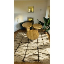 Dekoratif Ahşap Mantar Sehpa 3 Lü Set Masif Ahşap