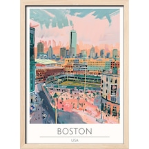 Boston Usa Ahşap Çerçeveli Dekoratif Duvar Tablosu