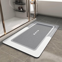 Banyo Paspası - Kaymaz Süper Emici Lekeye Dayanıklı Hızlı Kuruyan İnce Banyo Halısı - Küvet Van Gri