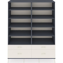 Hyperion Gardrop 10 Raflı 4 Çekmeceli 4 Kapaklı 176x44x221 Antrasit-antrasit/aytaşı Antrasit/aytaşı