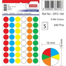 Ofc-130 16 Mm 5 Li Mix Color Ofis Etiketi Diğer