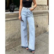Shevega Kadın Bebe Mavi Paça Söküm Bol Paça Kot Pantolon Mavi