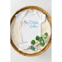 Hediyenza Dişim Çıktı Mavi Özel Tasarım Bebek Zıbın Pamuklu Çıtçıtlı Body Beyaz