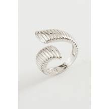 Oval Çizgili Metal Yüzük 11