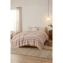 Natura Soft Ekru 4 Kat Müslin Çift Kişilik Yatak Örtüsü 220x230 Cm %100 Pamuk Çok Amaçlı Koltuk Örtüsü Ve Tv Battaniyesi Gül Kurusu