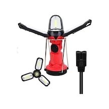 P-8801 Şarjlı Katlanabilir 3xcob Led+ 3w Led Çok Fonksiyonlu Kamp Feneri Çok Renkli