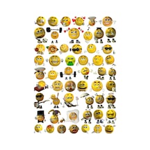 55 Adet Sarı Komik Emoji Sticker Seti - Etiket Seti Scrapbook Bullet Journal