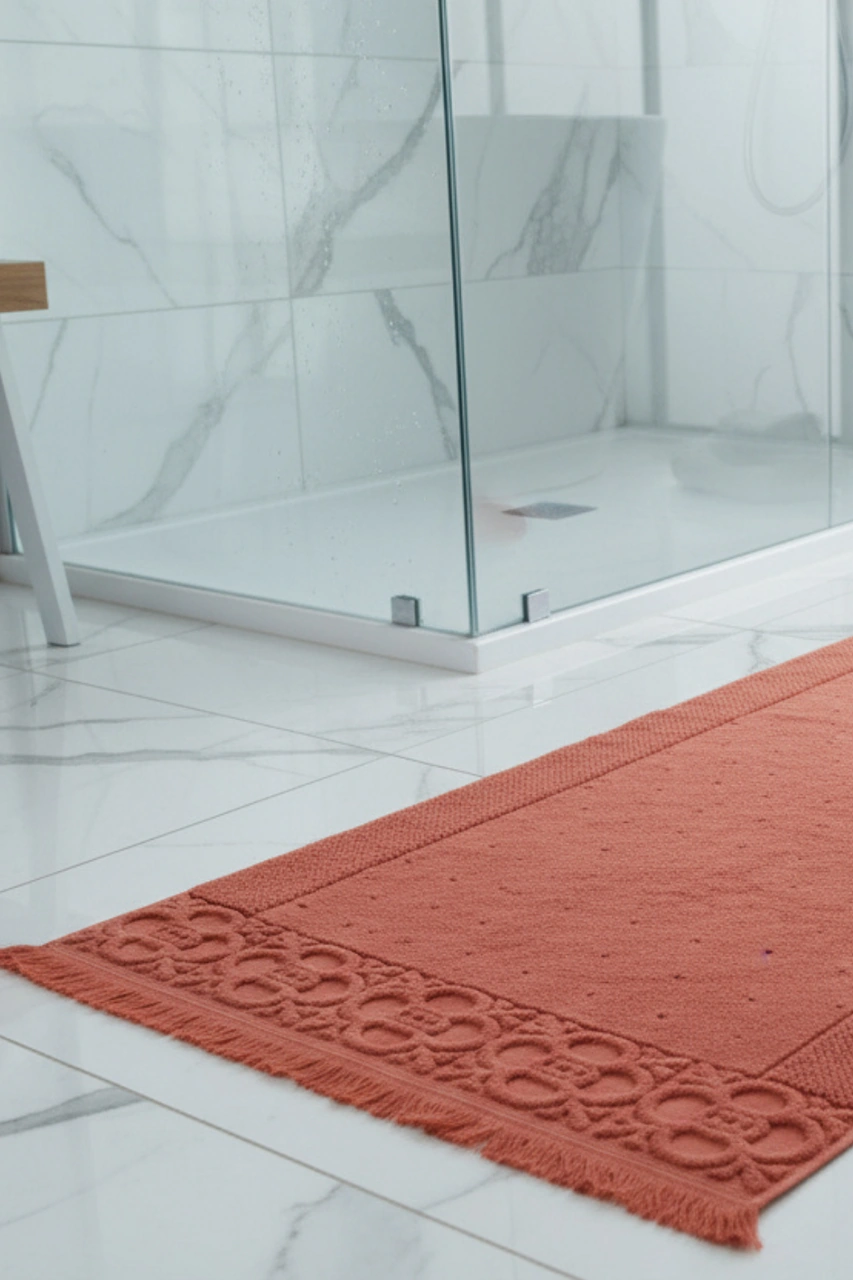 Fesun Kiremit Ayak Havlusu - 70x130cm, 790gr, %100 Pamuk, Spa Ve Otel Banyo Paspası, Günlük Kullanıma Uygun Kırmızı