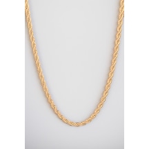 Gümüş Kaplama 316 L Paslanmaz Çelik Kz-106 Singapur Örme Halat Zincir Kolye 3 Mm. Gold Altın