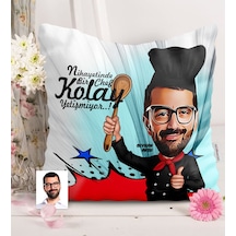 Kişiye Özel Bay Master Chef Karikatürlü Saten Yastık - 3