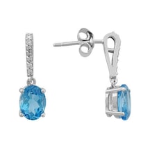 Sirius Pırlanta Ve Oval Mavi Topaz Taşlı Küpe 0817E0010