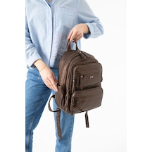Baginn Vegan Deri Kadın Sırt Çantası Günlük Kullanıma Uygun Çok Cepli Yıkama Suni Deri 30 25 Cm Bakır