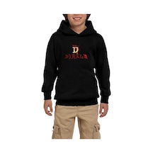 Zepplin Giyim Diablo IV Logo ve Text Siyah Çocuk Kapşonlu Sweatshirt Siyah