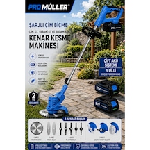 Pro Müller Pro X-tork 21 V 5 Ah Teleskopik Uzatmalı Kömürsüz Turbo Motor Çift Akülü Ot Çalı Biçme Tırpanı