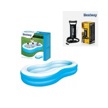 Şişirme Pompali. Bestway 54117 Jumbo Oval Renkli Aile Havuzu Seti