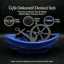 Üçlü Premium Denizci Seti - Hediyelik, Çapa, Dümen, Sandal, Kayık, Gemi 21150466