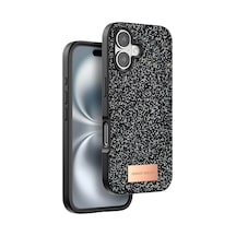 Apple Uyumlu iPhone 16 Bright Simli Kapak Siyah