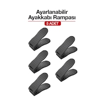 5 Adet Ayarlanabilir Ayakkabı Rampası Dolap İçi Ayakkabı Düzenleyici Organizer Siyah