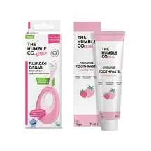 The Humble Co. Çilek Aromalı Çoçuk Diş Macunu 70 Ml + Brush Baby Alıştırma Diş Fırçası - Pembe