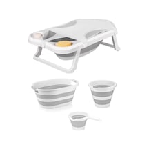 Sepetkitchen Fileli Katlanabılır Banyo Küveti Gri 6li Set Çok Renkli