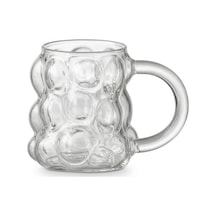 Boncuk Desenli Borosilikat Cam Bardak, 350 Ml Geniş Kapasite, Isıya Dayanıklı Yapı, Bulaşık Makinesinde Yıkanabilir, Ev Ofis Restoran İçin Uygun Kulplu Kahve Espresso Sunum Bardağı Aeropress