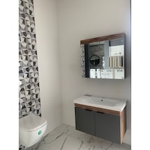 Biani Fethiye Gri Banyo Dolabı Beyaz - Ceviz