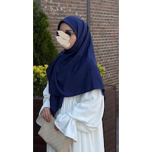 Qalortex Scarf Premium Jakarlı Mira B.boy Eşarp - Lacivert