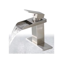 Rena Design Lavabo Bataryasi Inox Şelale Kare Gövde Eğimli Havza Banyo Armatür Çift Giriş Lüks Ergonamik Mat Gri Inox Mat Gri