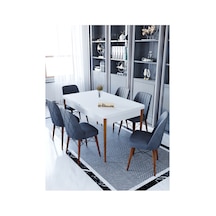 Ovo Beyaz 80x130 Cm Açılır Yemek Masası , Mutfak Masa Takımı 6 Kişilik Masa Sandalye Takımı - Antrasit