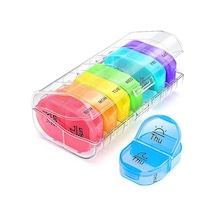 Relaxed Günde 2 Defa Hap Kutusu, Haftalık Hap Organizatörü Am Pm Ve Vitamin, Ilaç, Ilaçları Saklamak Için 7 Günlük Cep Çantası Çok Renkli