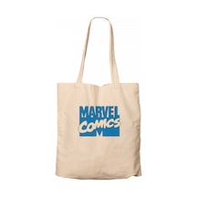 Marvel Comics Blue Logo Krem Kanvas Bez Çanta Krem