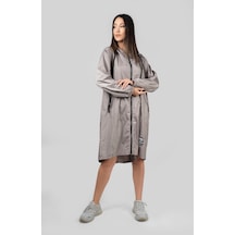 Pua Fashion Vizon Kapşonlu Uzun Yağmurluk 001