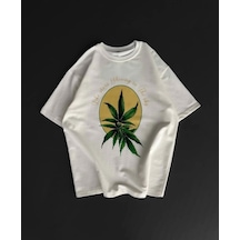 Modi Ön Ve Arka Baskılı Oversize Bisiklet Yaka T-shirt- Beyaz - Mymg153736
