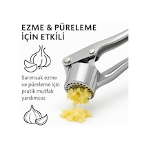 Sarımsak Ezici Kollu Pres Modeli Dayanıklı Krom Malzeme Ergonomik Tutma Sapı Ezme Ve Püreleme İçin Pratik Mutfak Yardımcısı Açık Gri
