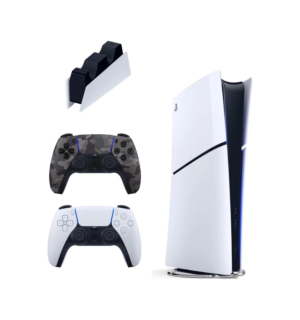Playstation 5 Slim Digital 825 GB + Şarj İstasyonu + 2. Kamuflaj Dualsense (İthalatçı Garantili)