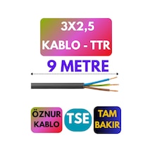 Öznur 3x2,5 Ttr Kablo Metre Seçenekli Siyah - 9 Metre